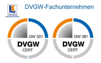 Landwehr Wassertechnik ist DVGW-zertifiziertes Fachunternehmen!